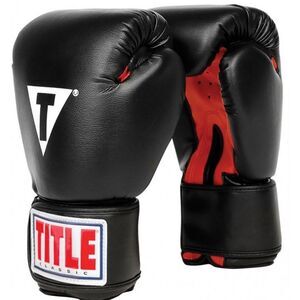 TITLE Classic hook and loop Boxing Gloves black/red